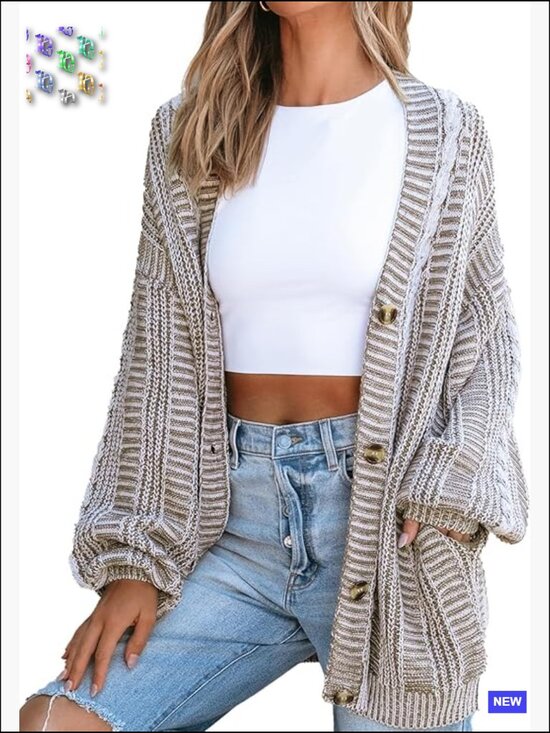 Sweaters - Women's Oversized Chunky Knit Longline Cardigan Open Front with Pockets
